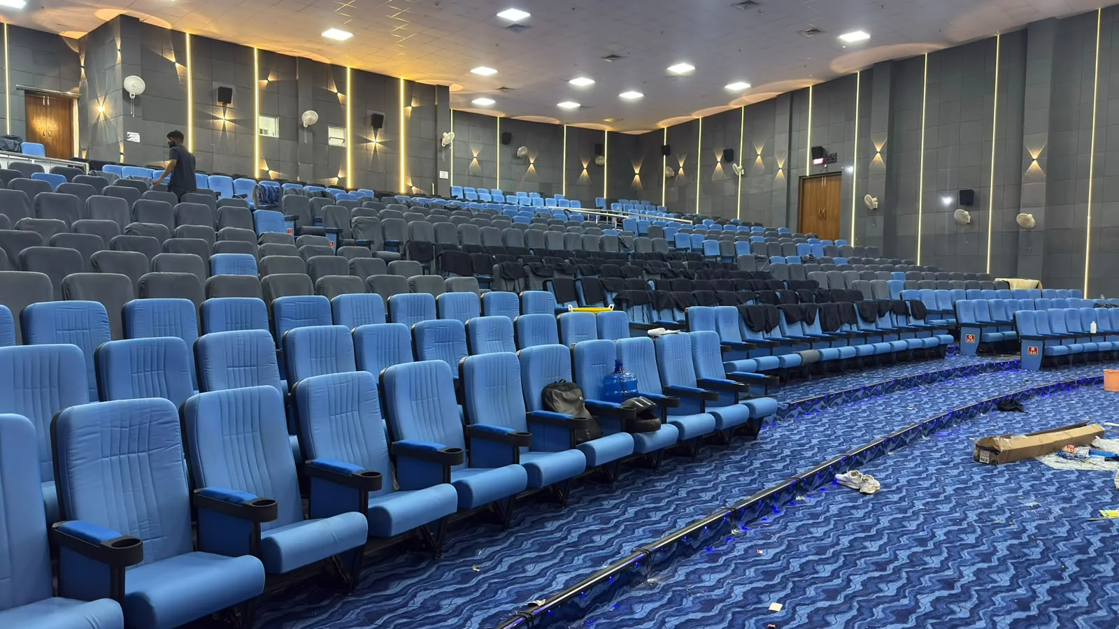 Custom carpet installation at Indian Air Force Auditorium Jodhpur