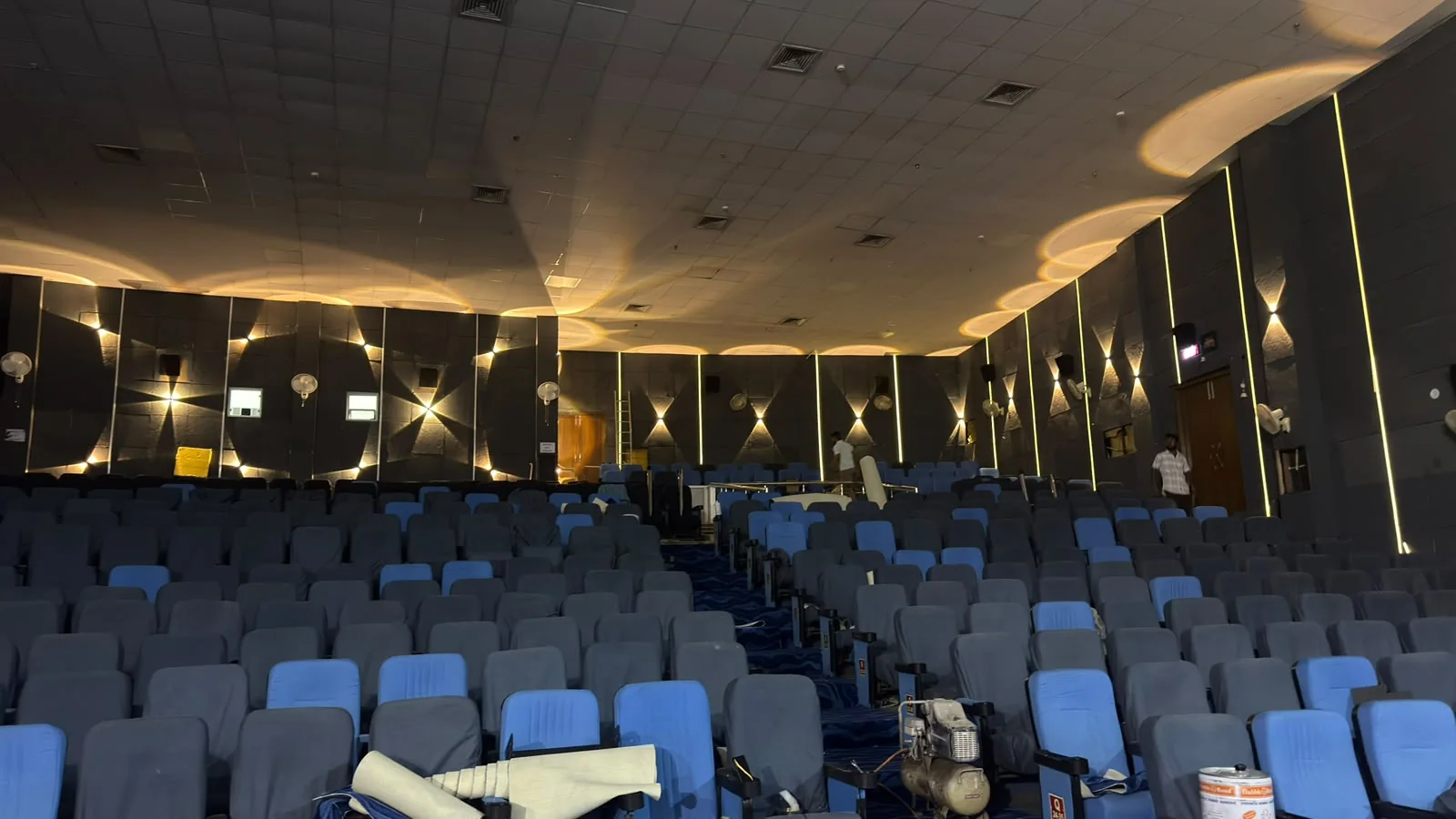Wall and LED lighting installation at the auditorium
