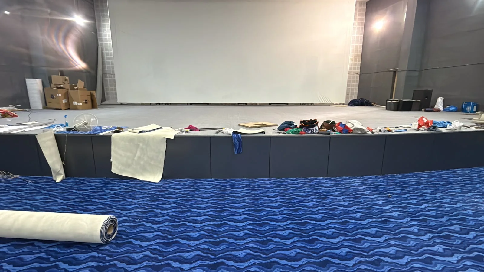 Stage carpet and auditorium work