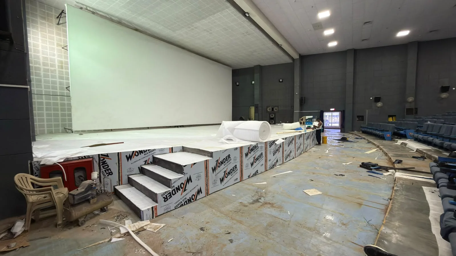 ACP and wall finishing work at the auditorium